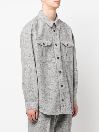 Shop Isabel Marant Chest-pocket Long-sleeve Shirt In Grey