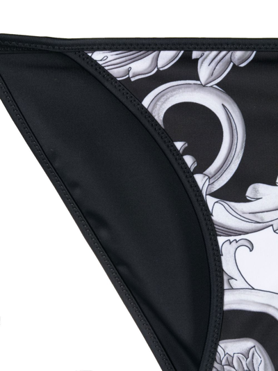 Shop Versace Baroque Pattern-print Bikini Bottoms In Schwarz