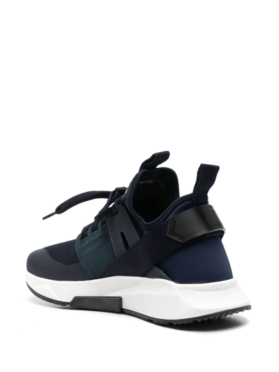 Tom Ford Jago Logo-patch Shell And Mesh Low-top Trainers In Blue