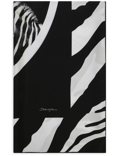 Shop Dolce & Gabbana Zebra-print Twill Scarf In Black