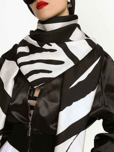 Dolce & Gabbana Zebra-print Twill Scarf In Black