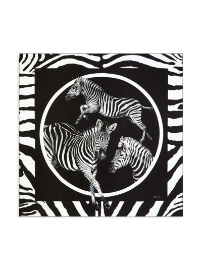 Dolce & Gabbana Zebra-print Twill Scarf In Black