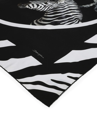 Shop Dolce & Gabbana Zebra-print Twill Scarf In Black