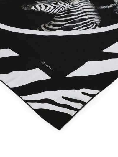 Dolce & Gabbana Zebra-print Twill Scarf In Black