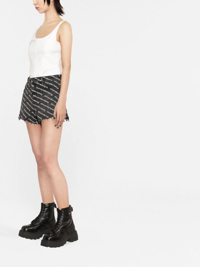 Alexander Wang Striped Shirt With Embroidered Logo In Grey