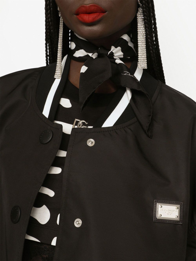 Dolce & Gabbana Zebra-print Silk Foulard In Black