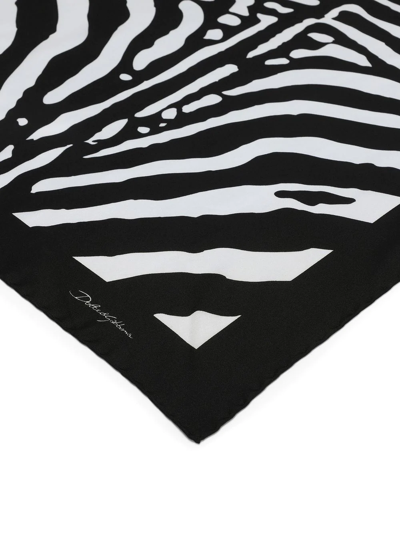Dolce & Gabbana Zebra-print Silk Foulard In Black