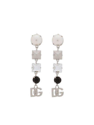 Shop Dolce & Gabbana Logo Pendant Earrings In Silber