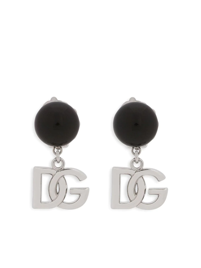 Shop Dolce & Gabbana Dg-logo Drop Earrings In Silber