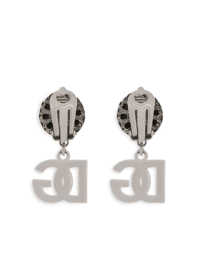 Shop Dolce & Gabbana Dg-logo Drop Earrings In Silber