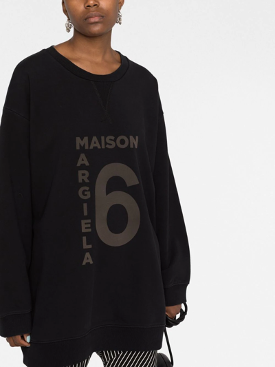 Shop Mm6 Maison Margiela Logo Print Sweatshirt In Schwarz