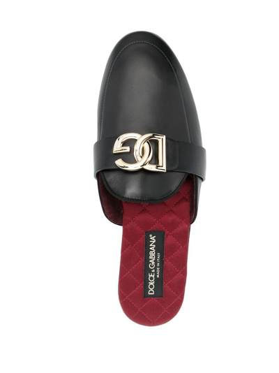 Shop Dolce & Gabbana Logo-plaque Slip-on Loafers In Schwarz