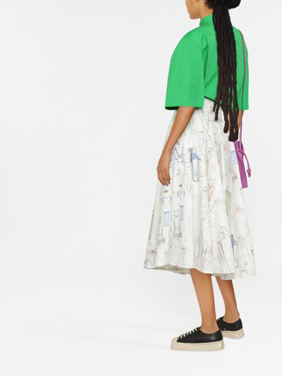 Shop Kenzo Sketch Pattern Midi Dress In Weiss