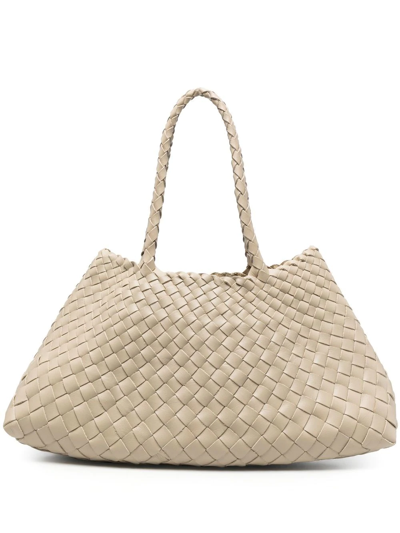 Dragon Diffusion Woven Leather Shoulder Bag In Neutrals