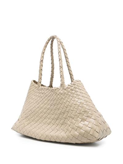 Dragon Diffusion Woven Leather Shoulder Bag In Neutrals