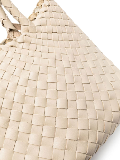 Dragon Diffusion Woven Leather Shoulder Bag In Neutrals