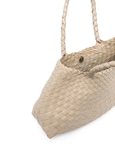 Dragon Diffusion Woven Leather Shoulder Bag In Neutrals