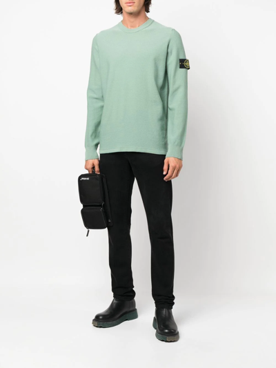 Shop Stone Island Compass-patch Crewneck Jumper In Grün