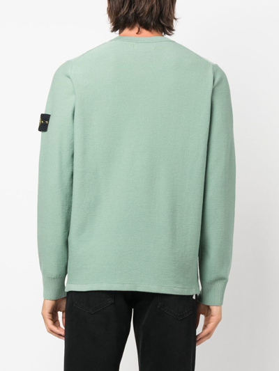 Stone Island Compass-patch Crewneck Jumper In Grün