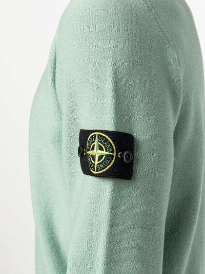 Shop Stone Island Compass-patch Crewneck Jumper In Grün