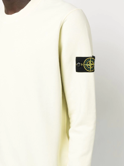 Shop Stone Island Compass-patch Sweatshirt In Gelb