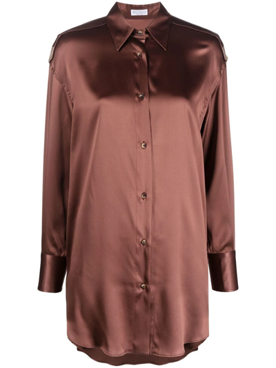 Brunello Cucinelli Monili Chain Detail Shirt In Brown