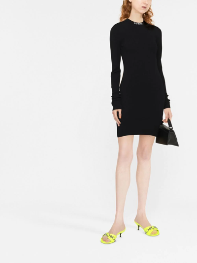 Heron Preston Стиль-logo Long-sleeved T-shirt Dress In Schwarz