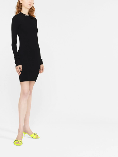 Heron Preston Стиль-logo Long-sleeved T-shirt Dress In Schwarz
