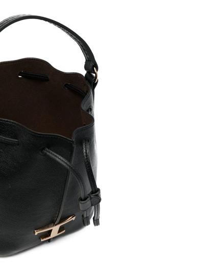 Shop Tod's Logo-charm Leather Bucket Bag In Schwarz