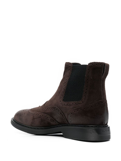 Hogan Man Ankle Boots Brown Size 10 Soft Leather In Braun