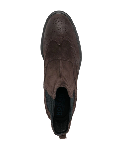 Hogan Man Ankle Boots Brown Size 10 Soft Leather In Braun