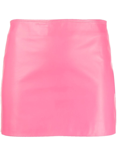 Shop Manokhi Leather Mini Skirt In Rosa