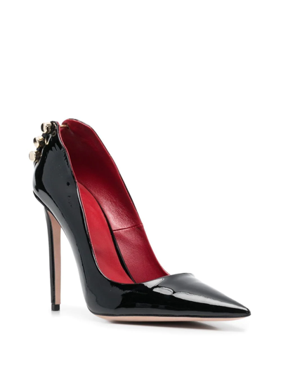 Shop Hardot 110mm Bar-detail Patent Leather Pumps In Black