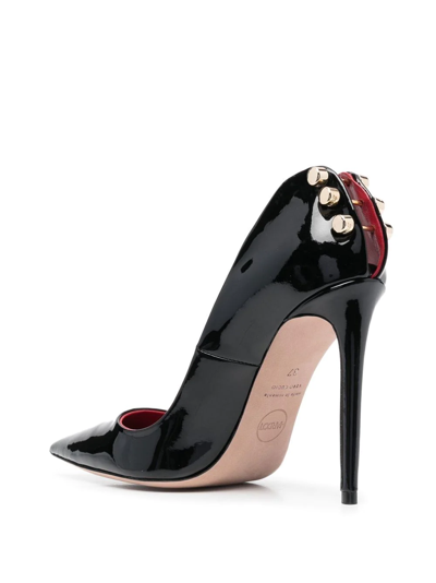 Hardot 110mm Bar-detail Patent Leather Pumps In Black