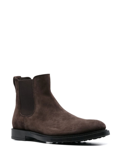 Shop Tod's Slip-on Suede Chelsea Boots In Braun