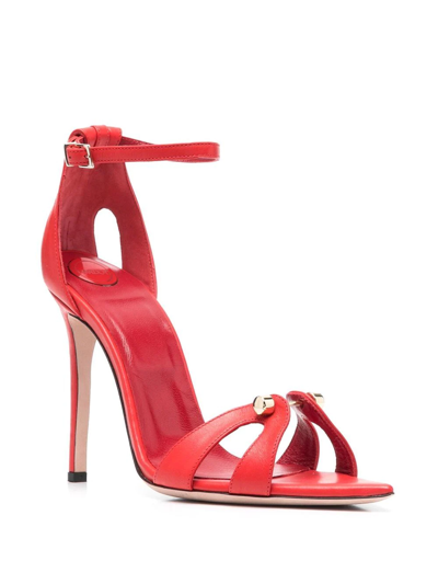 Shop Hardot 100mm Bar-detail Sandals In Red