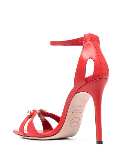 Shop Hardot 100mm Bar-detail Sandals In Red