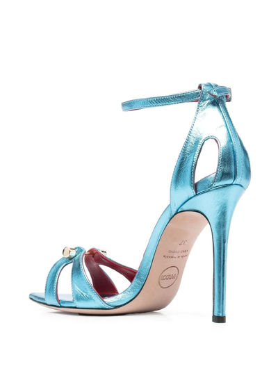 Shop Hardot 100mm Bar-detail Sandals In Blue