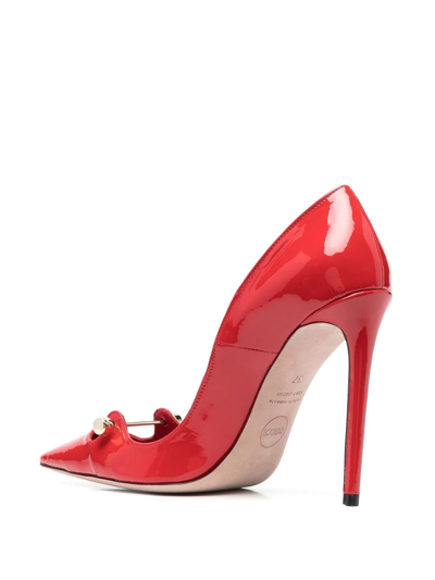 Shop Hardot 110mm Bar-detail Patent Leather Pumps In Red