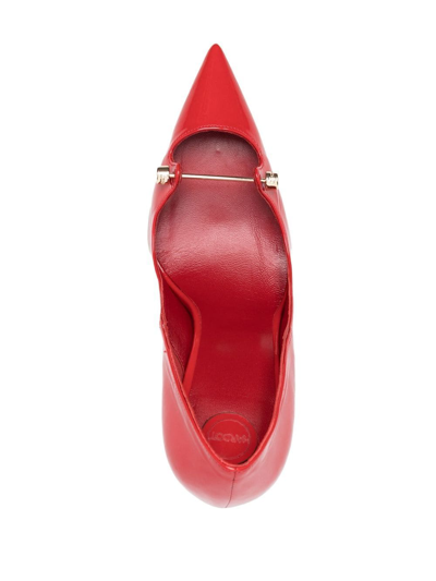 Shop Hardot 110mm Bar-detail Patent Leather Pumps In Red
