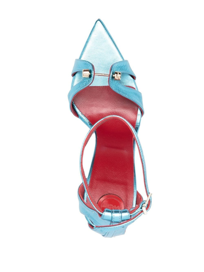 Shop Hardot 100mm Bar-detail Sandals In Blue