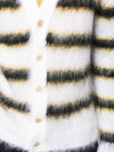 Marni Men's Striped Mohair Cardigan Sweater In Weiss