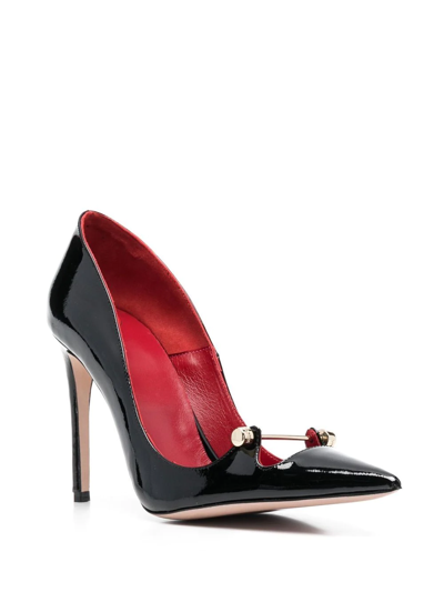 Hardot 110mm Bar-detail Patent Leather Pumps In Black