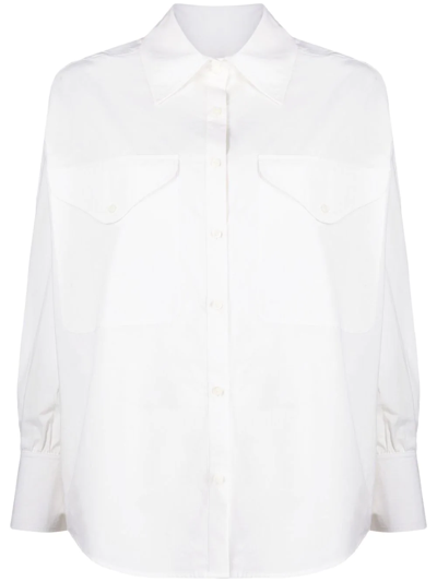 Shop Khaite Long-sleeve Button-fastening Shirt In White