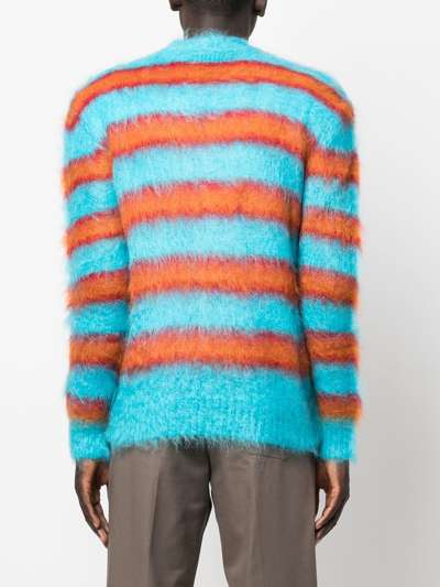 Shop Marni Stripe-print Cardigan In Blau