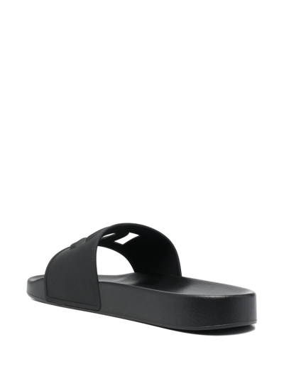 Shop Dolce & Gabbana Cut-out Logo Sliders In Schwarz