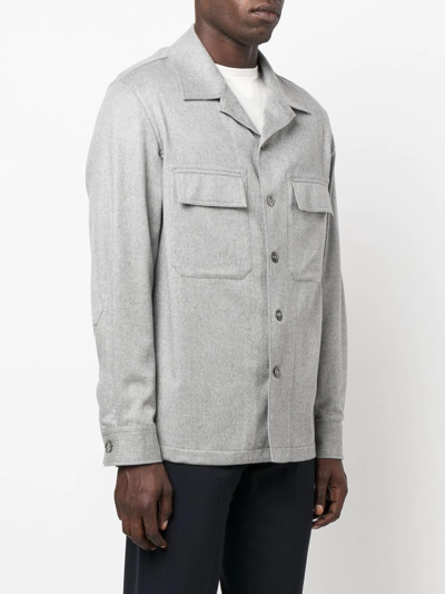 Shop Ermenegildo Zegna Long-sleeve Cashmere Shirt In Grey