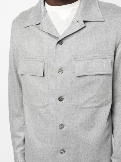 Shop Ermenegildo Zegna Long-sleeve Cashmere Shirt In Grey