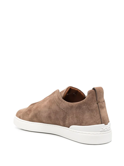 Shop Zegna Slip-on Suede Sneakers In Neutrals