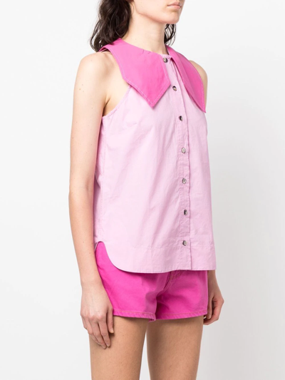 Shop Ganni Sleeveless Button-front Vest In Rosa